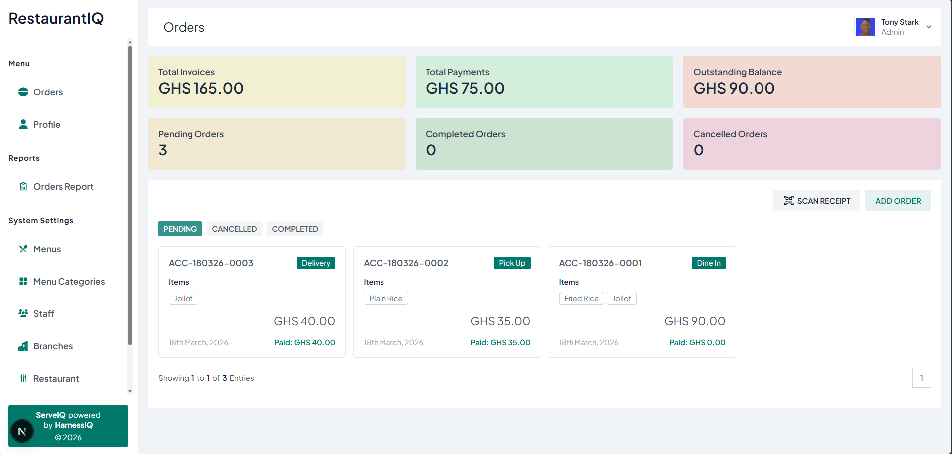 ServeIQ Dashboard